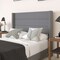 Merrick Lane Percy Modern Platform Bed with Padded Channel Stitched Upholstered Wingback Headboard and Underbed Clearance